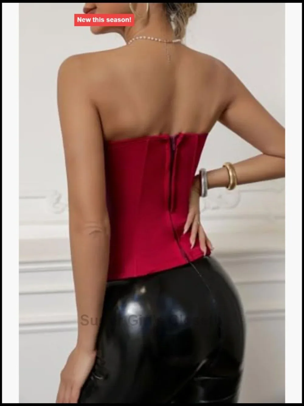 Women's Strapless Corset Top Boning Padded Bust Bustier Adjustable Zipper